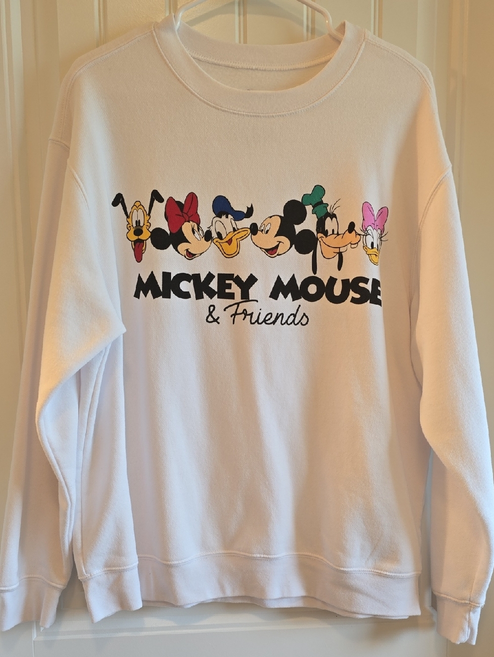Disney White Sweatshirt with Black Mickey Logo